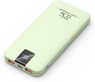 Odetrik Powerbank 10000mAh 22.5W, Szybka Ładowarka Przenośna, Zewnętrzny Akumulator z 3 Wyjściami i 2 Wejściami, USB C In/Out, Wyświetlacz LCD, Smukła Ładowarka do Telefonu, Tabletów (zielony)