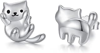 Kolczyki ze srebrną kocią łapką - sztyfty