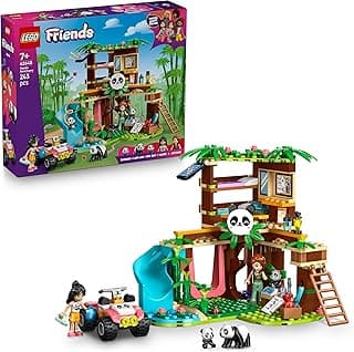 LEGO Friends Opieka nad pandami w rezerwacie, zabawka dla dziewczynki i chłopca z domkiem na drzewie, dwie minilaleczki i trzy figurki zwierząt, zestaw konstrukcyjny, prezent dla 7-latki 42648